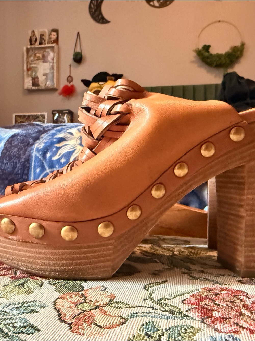 Michael Kors Tan Woven Leather Slide Mules - Picture 2 of 5